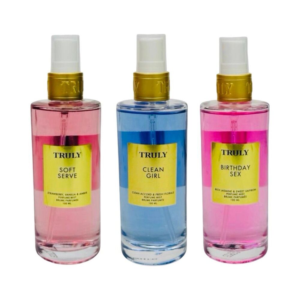Truly Perfume Mist Trio - Soft Serve, Clean Girl, Birthday Sex - 3.3 fl oz x 3
